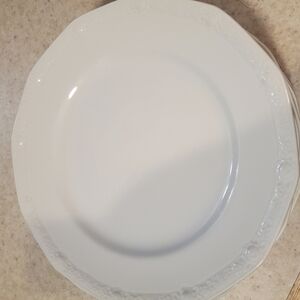 12 Elegant White Unmarked China Plates